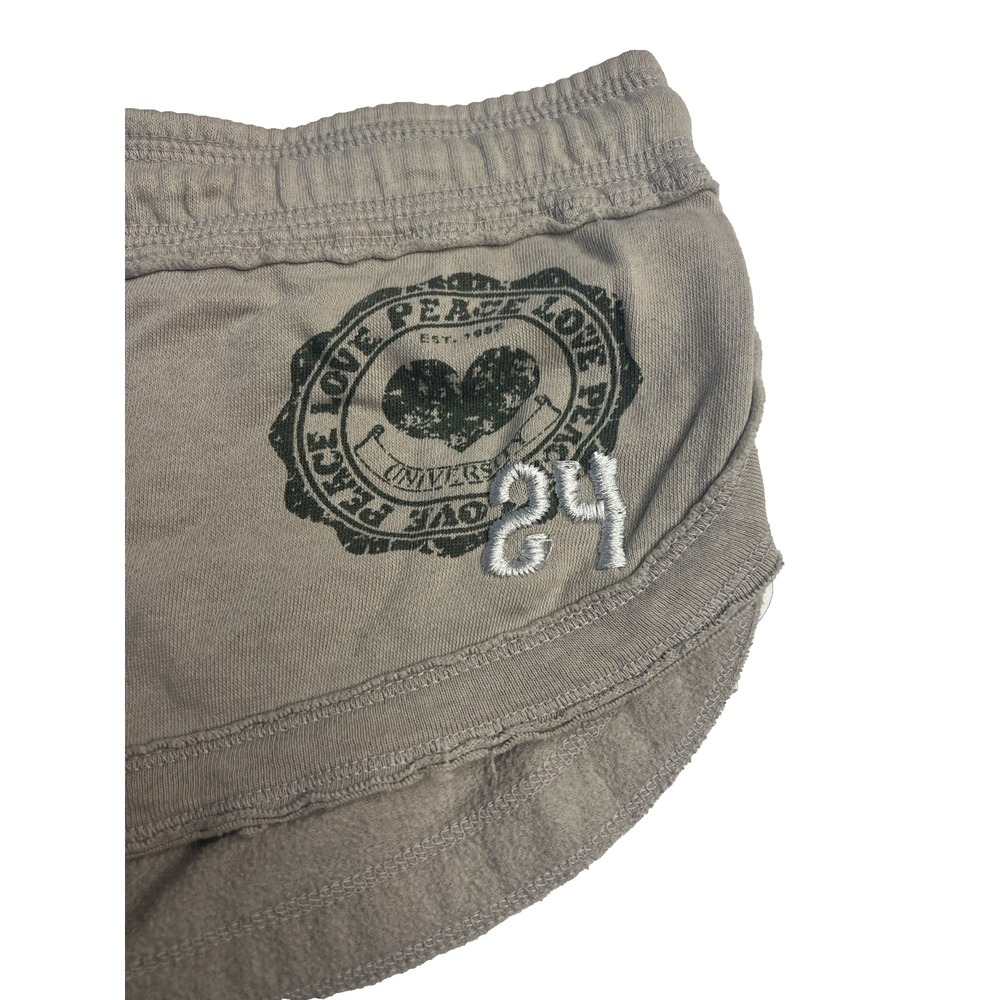 Vtg Y2K Derek Heart Micro Mini Low Rise Mini Sweat Shorts Women S Tan Comfy - Picture 3 of 10